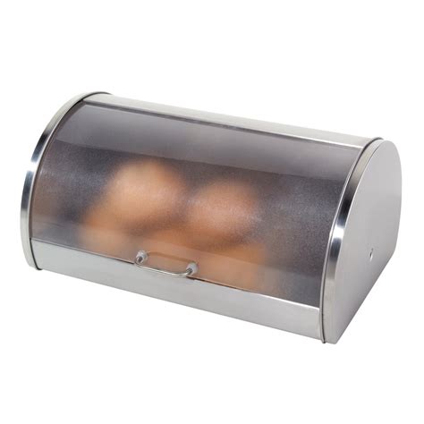 oggi stainless steel roll top bread box with|stainless steel countertop bread box.